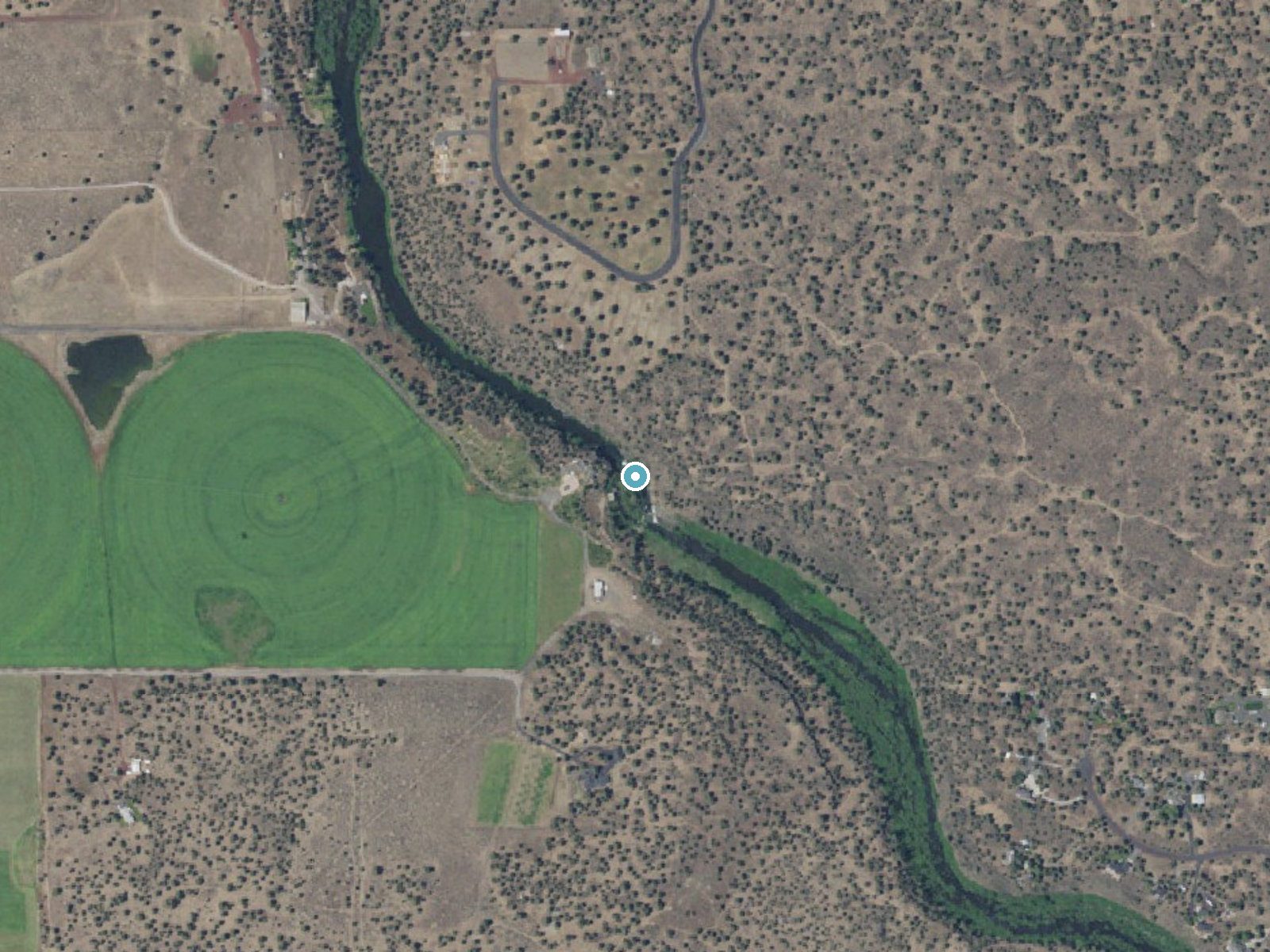 Aerial photo of the same ground around Odin Falls near Terrebonne, Oregon, for comparison with the lidar view