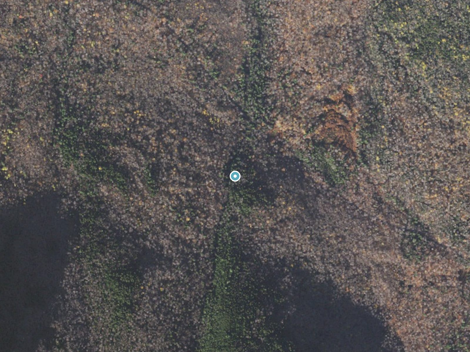 Aerial photo of the same ground around Triple Falls near Berlin, New Hampshire, for comparison with the lidar view