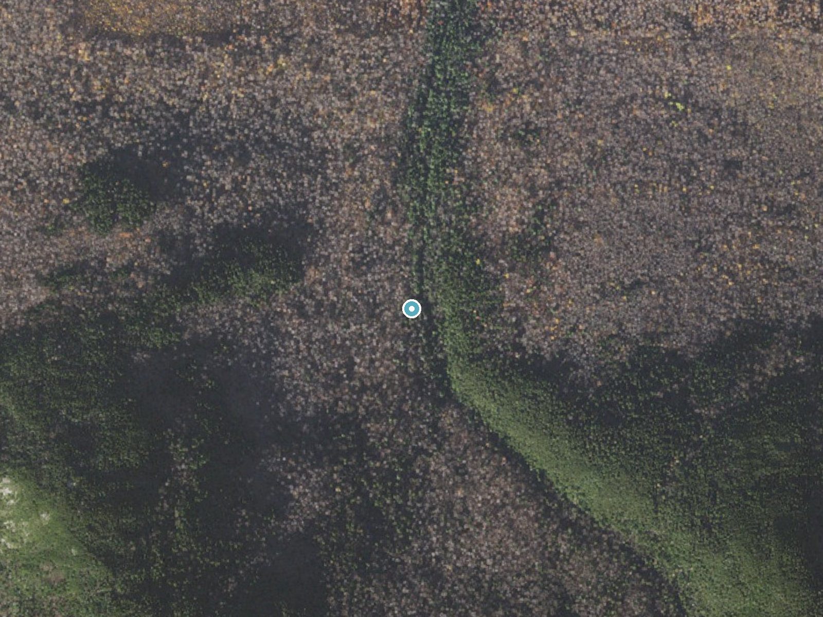 Aerial photo of the same ground around Hitchcock Falls near Berlin, New Hampshire, for comparison with the lidar view
