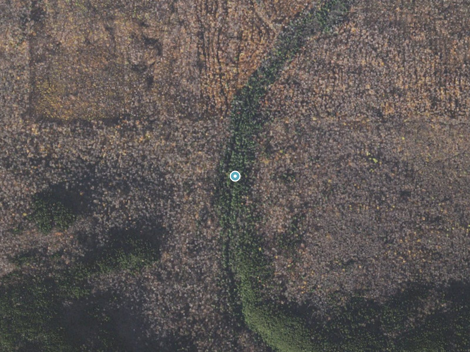 Aerial photo of the same ground around Coosauk Fall near Berlin, New Hampshire, for comparison with the lidar view