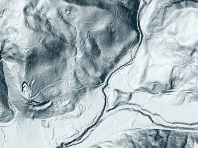 LiDAR terrain view around Moose Creek Falls in Oregon, about 208 feet of drop
