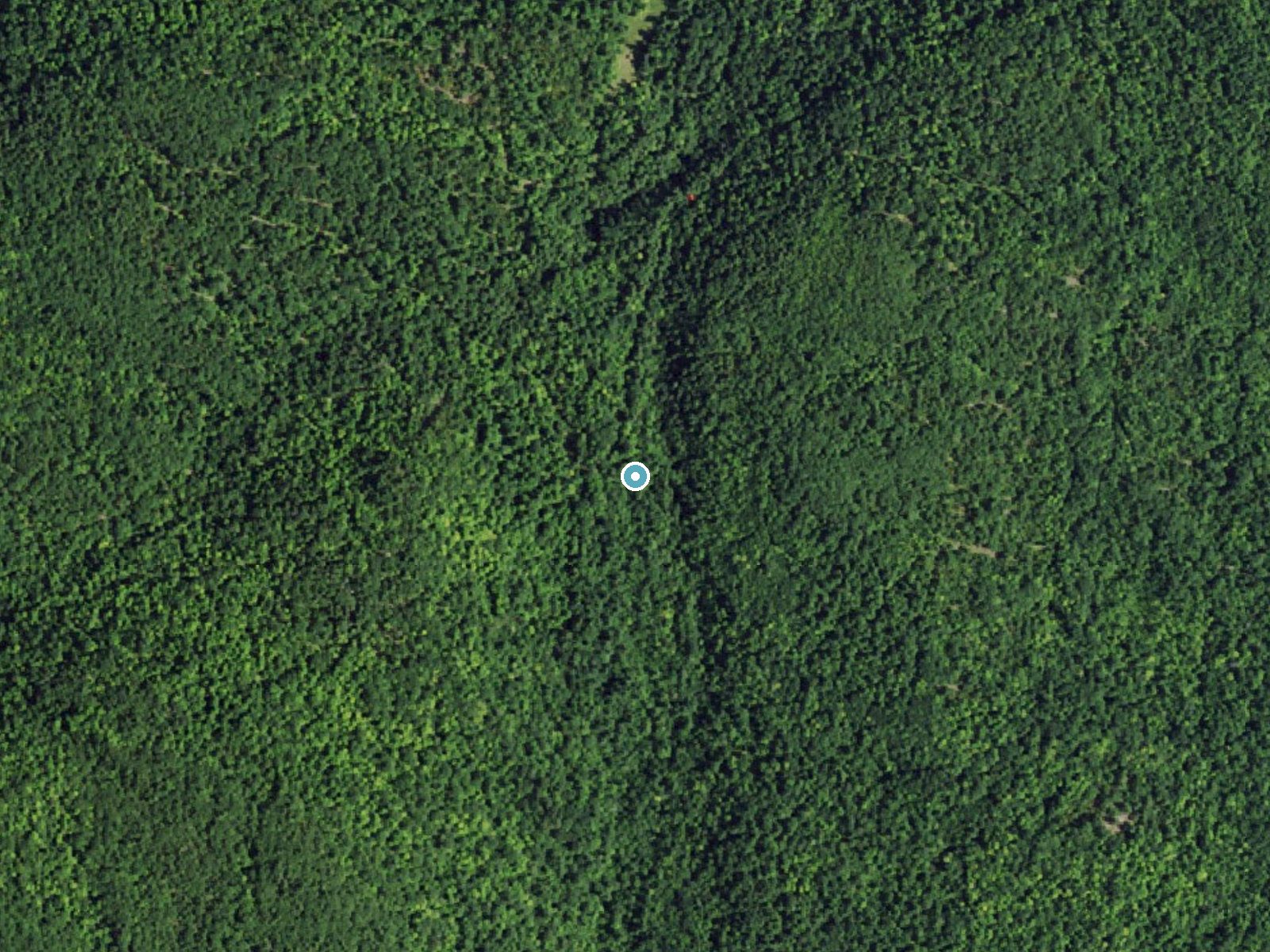 Aerial photo of the same ground around Buttermilk Falls near Keeseville, New York, for comparison with the lidar view