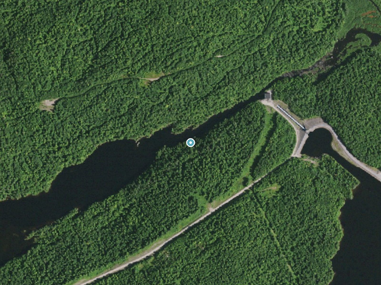 Aerial photo of the same ground around Little Falls (historical) near Hannawa Falls, New York, for comparison with the lidar view