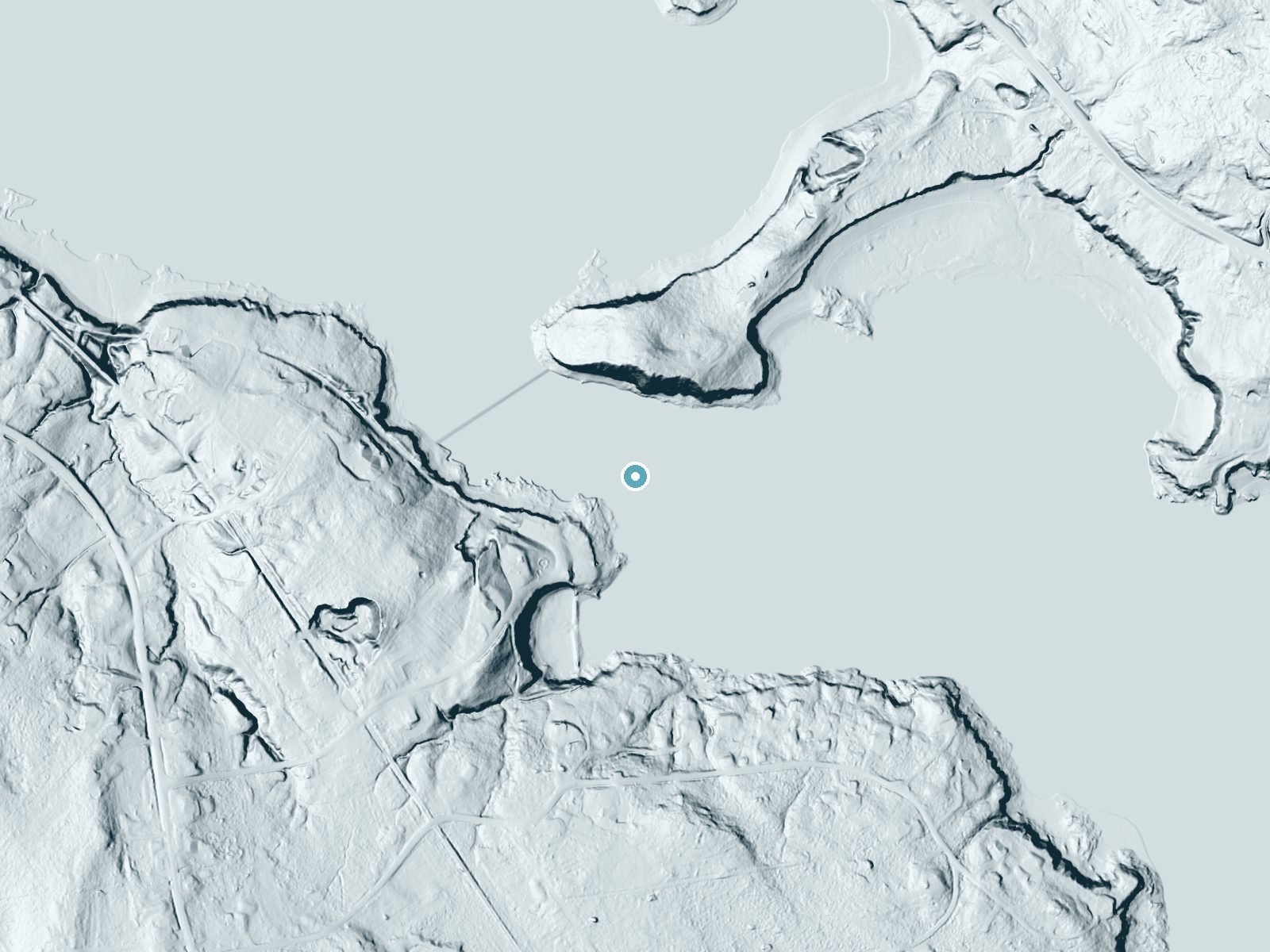 LiDAR bare-earth terrain around Sullivan Falls near Northeast Harbor, Maine