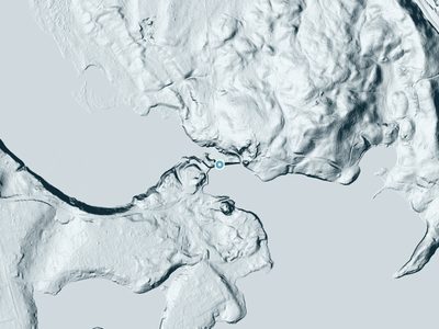 LiDAR terrain view around Higley Falls in New York, about 53 feet of drop
