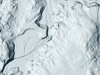 LiDAR terrain view around Kingsley Falls in New York, about 79 feet of drop