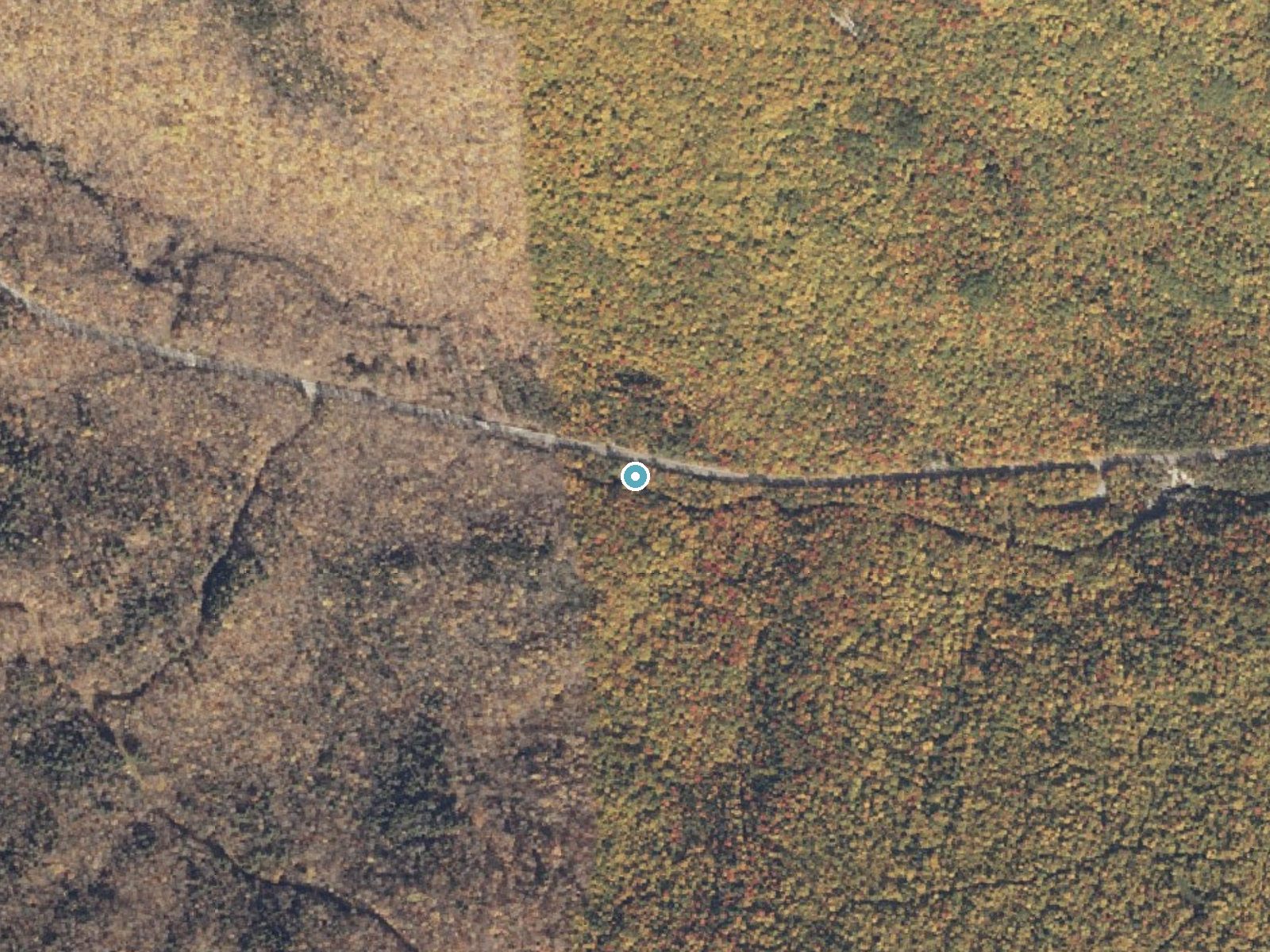 Aerial photo of the same ground around Screw Auger Falls near Bethel, Maine, for comparison with the lidar view