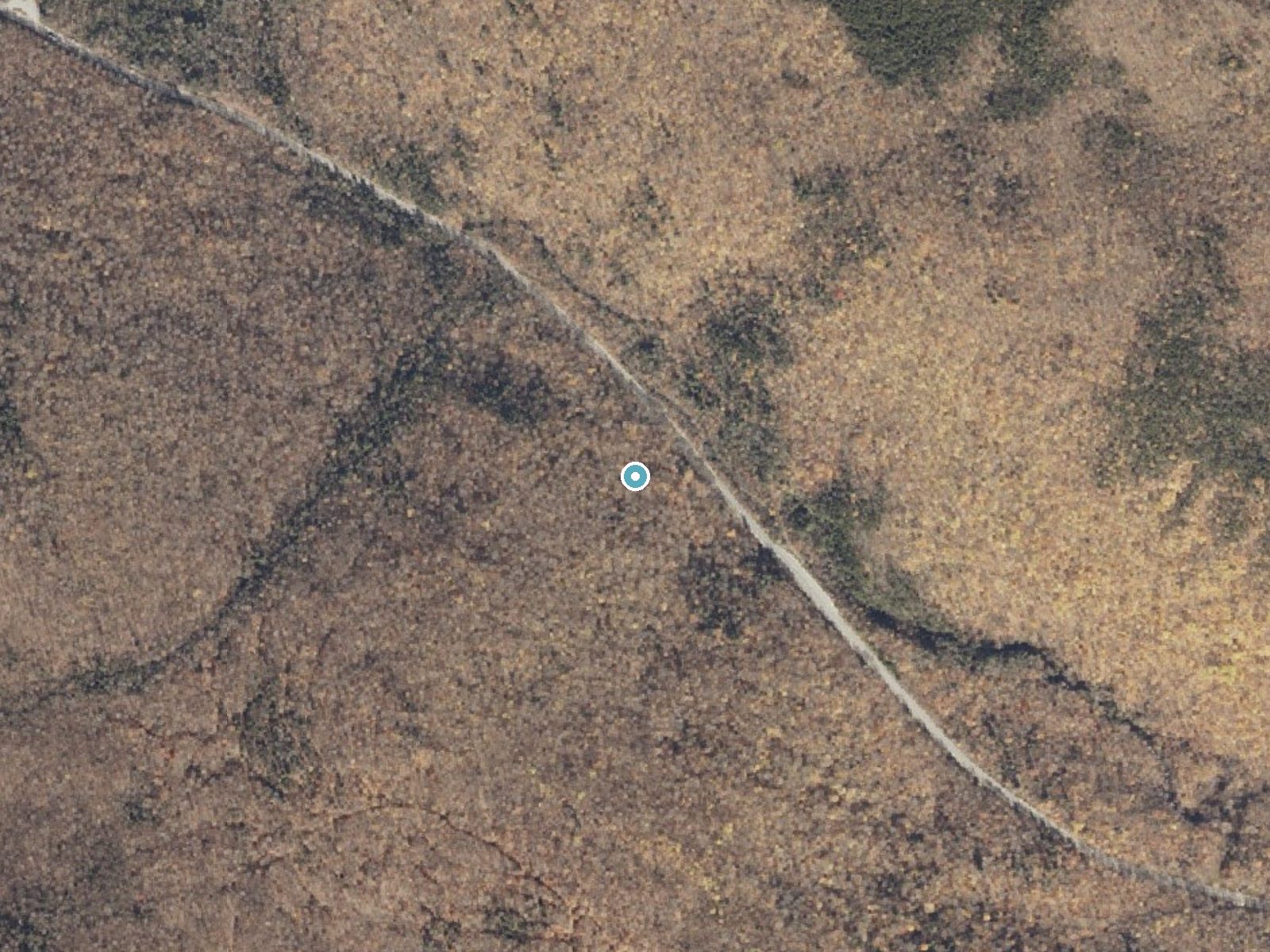 Aerial photo of the same ground around Mother Walker Falls near Bethel, Maine, for comparison with the lidar view