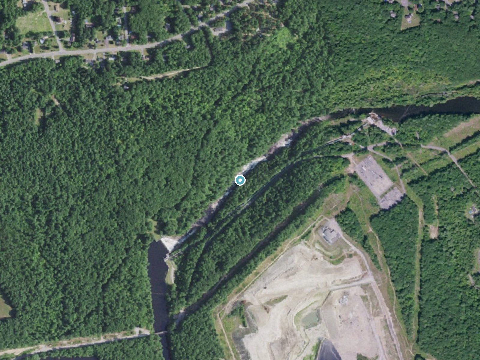 Aerial photo of the same ground around Kent Falls near Cadyville, New York, for comparison with the lidar view