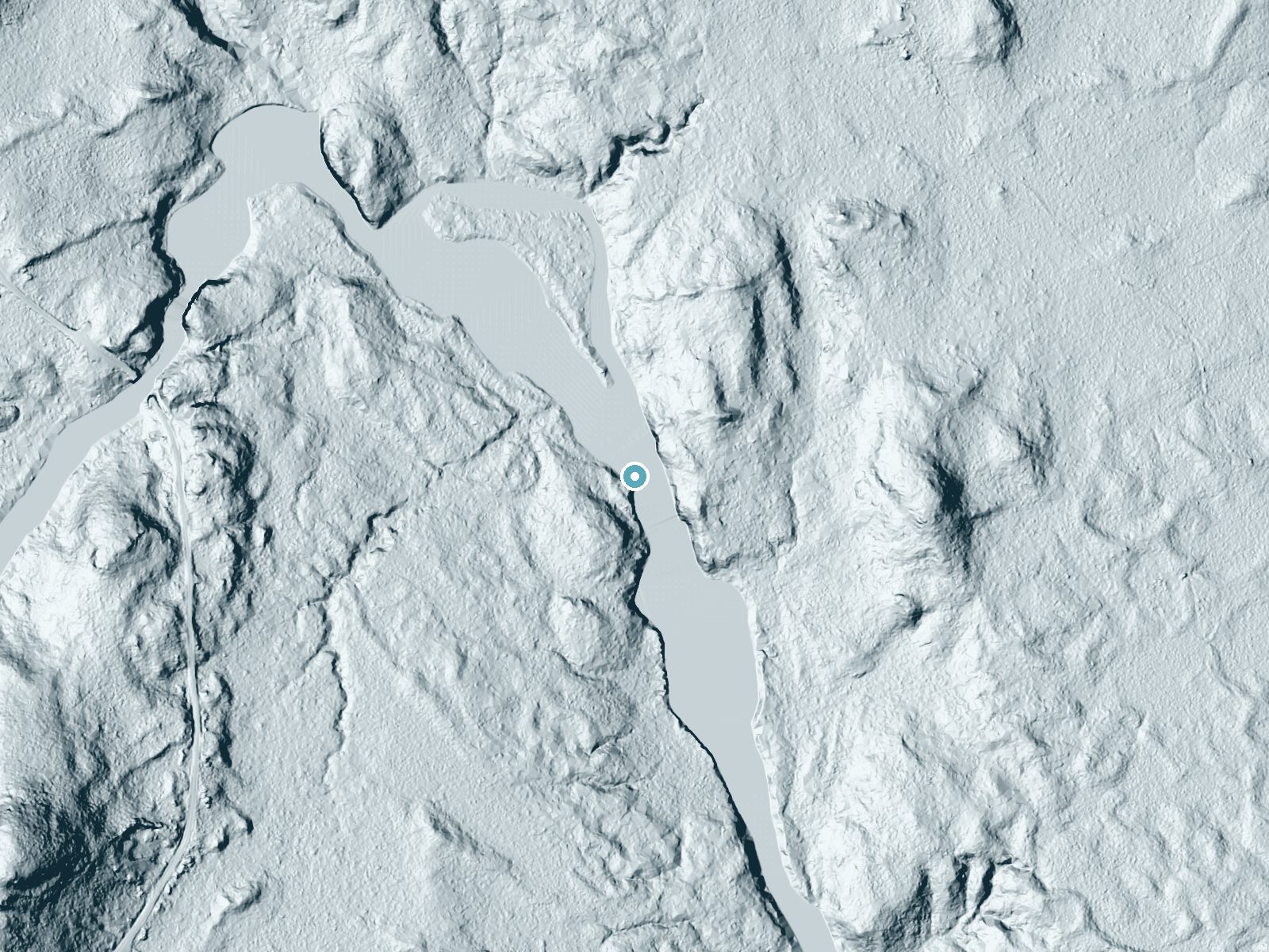 LiDAR bare-earth terrain around Holmes Falls near Jonesport, Maine, showing about 31 feet of drop