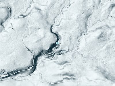 LiDAR terrain view around Stout Creek Falls in Oregon, about 137 feet of drop