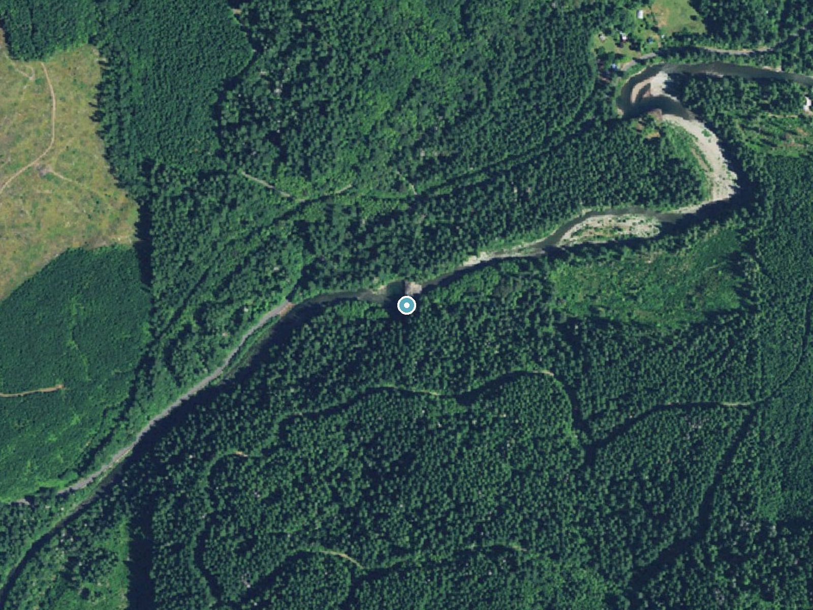 Aerial photo of the same ground around Salmon Falls near Gates, Oregon, for comparison with the lidar view