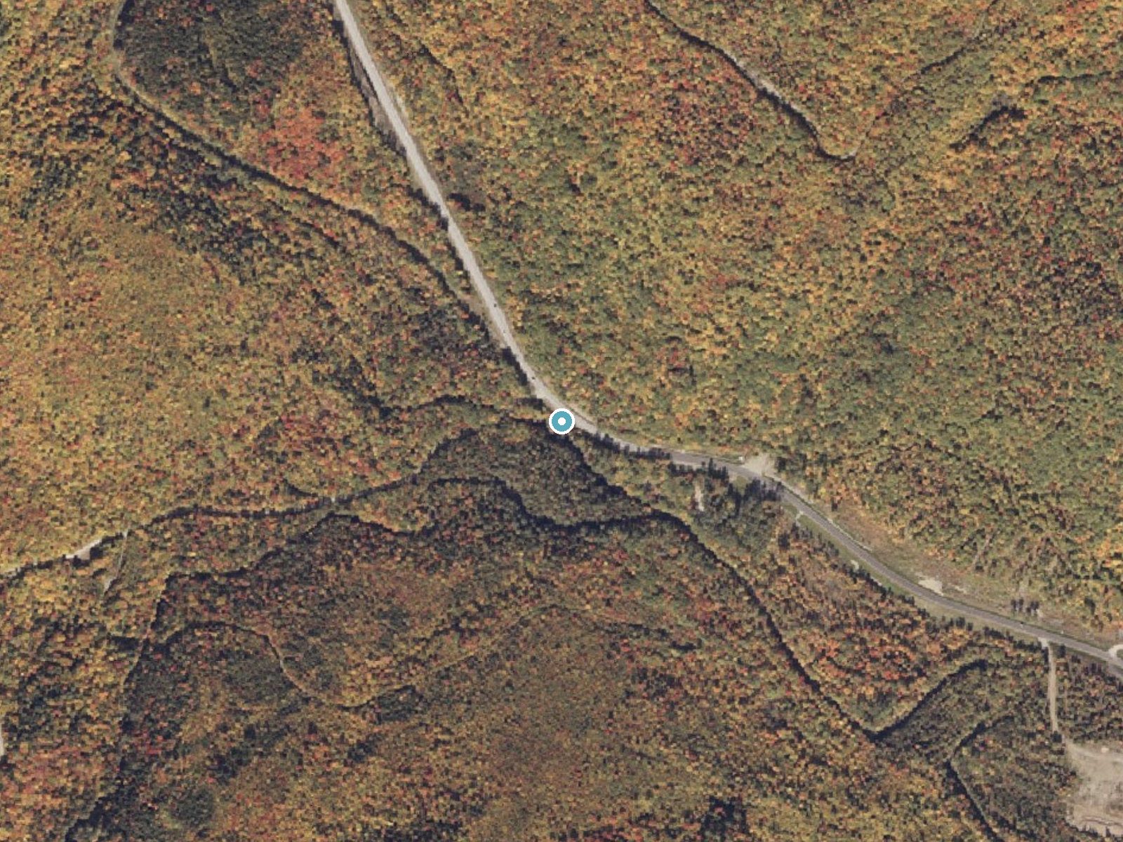 Aerial photo of the same ground around Smalls Falls near Rangeley, Maine, for comparison with the lidar view