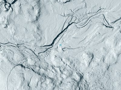 LiDAR terrain view around Ellingwood Falls in New Hampshire, about 33 feet of drop