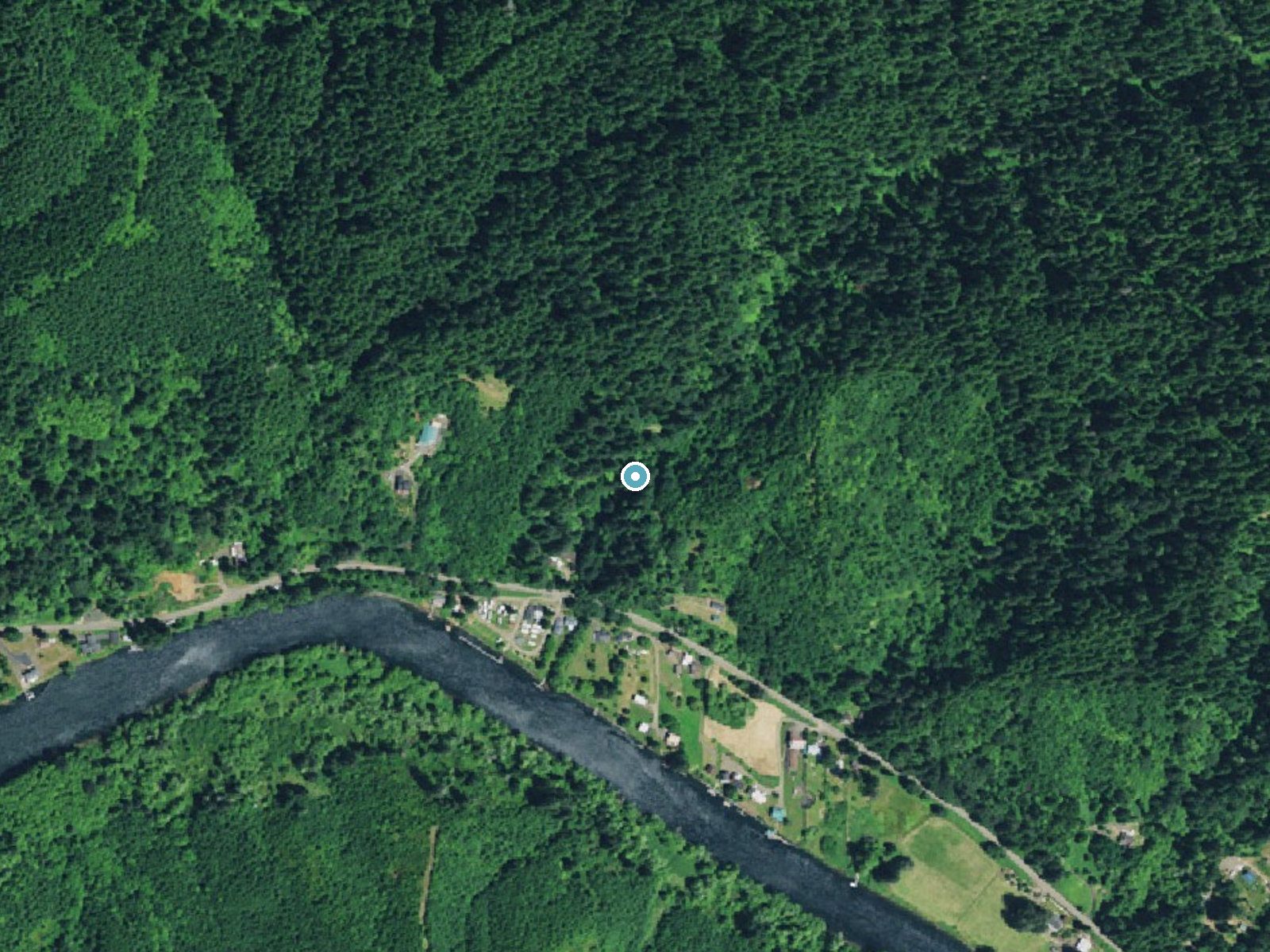 Aerial photo of the same ground around Echo Falls near Lincoln Beach, Oregon, for comparison with the lidar view