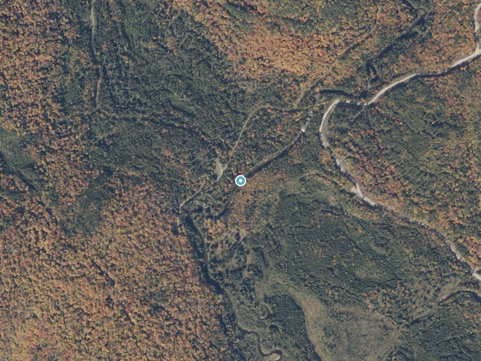 Aerial photo of the same ground around Big Falls near Rangeley, Maine, for comparison with the lidar view