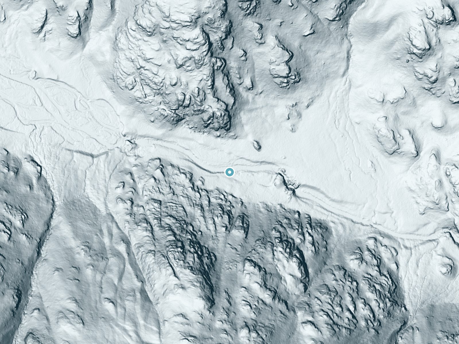 LiDAR bare-earth terrain around Imnaha Falls near Halfway, Oregon, showing about 51 feet of drop, a long cascade, facing northeast