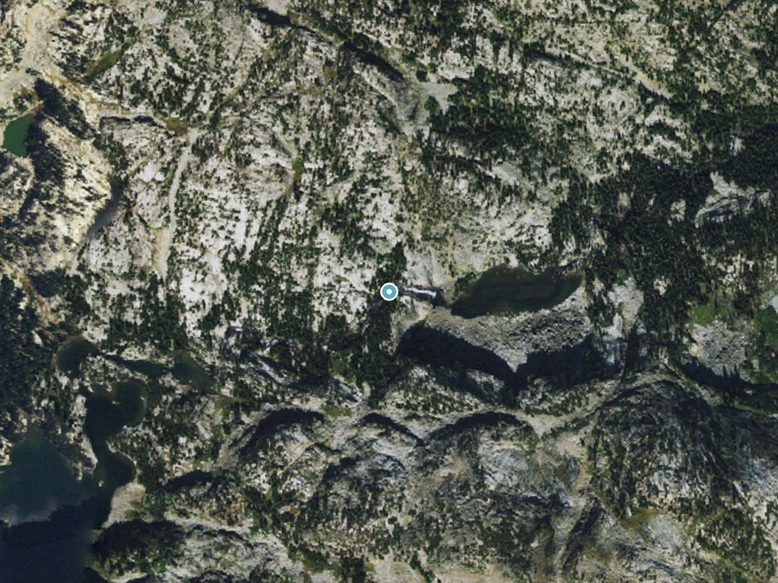 Aerial photo of the same ground around Impasse Falls near Cooke City, Montana, for comparison with the lidar view