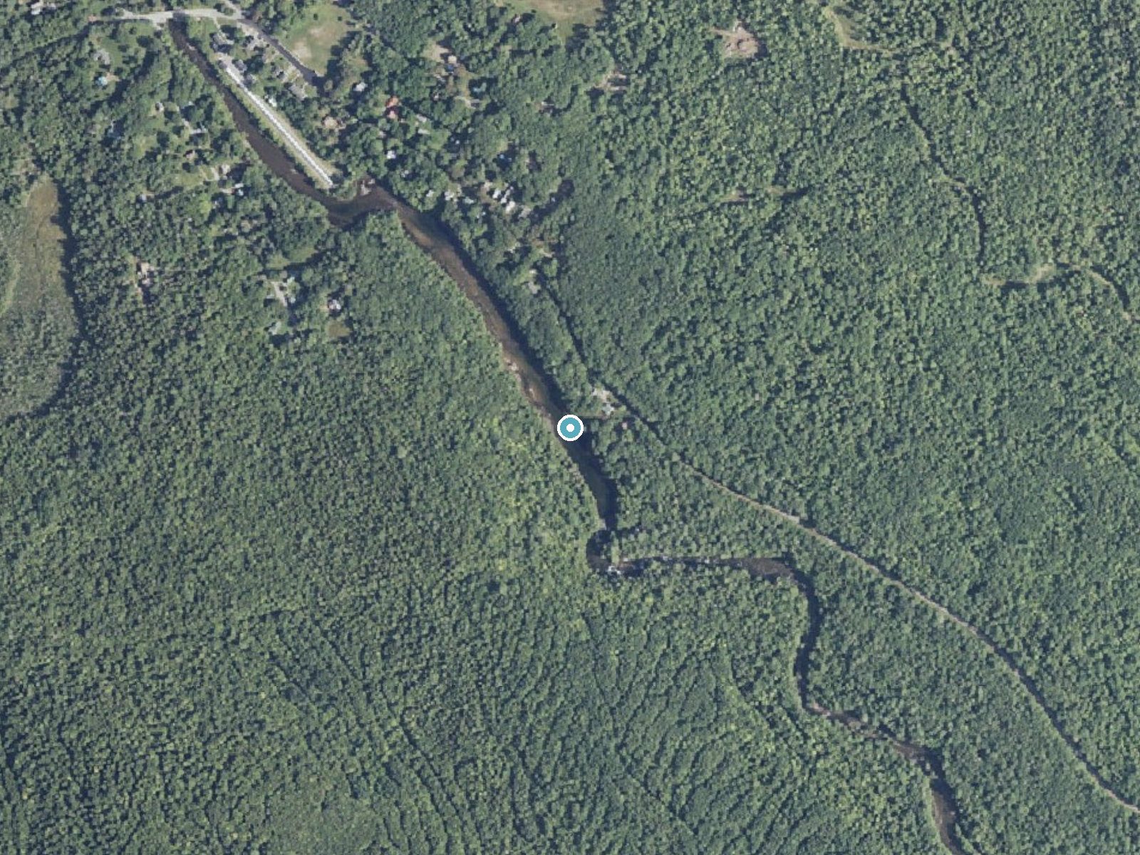 Aerial photo of the same ground around Big Falls near Calais, Maine, for comparison with the lidar view