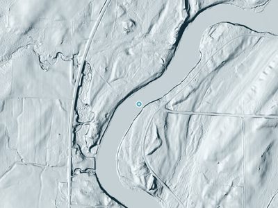 LiDAR terrain view around Twin Island Rapids in Michigan, about 19 feet of drop