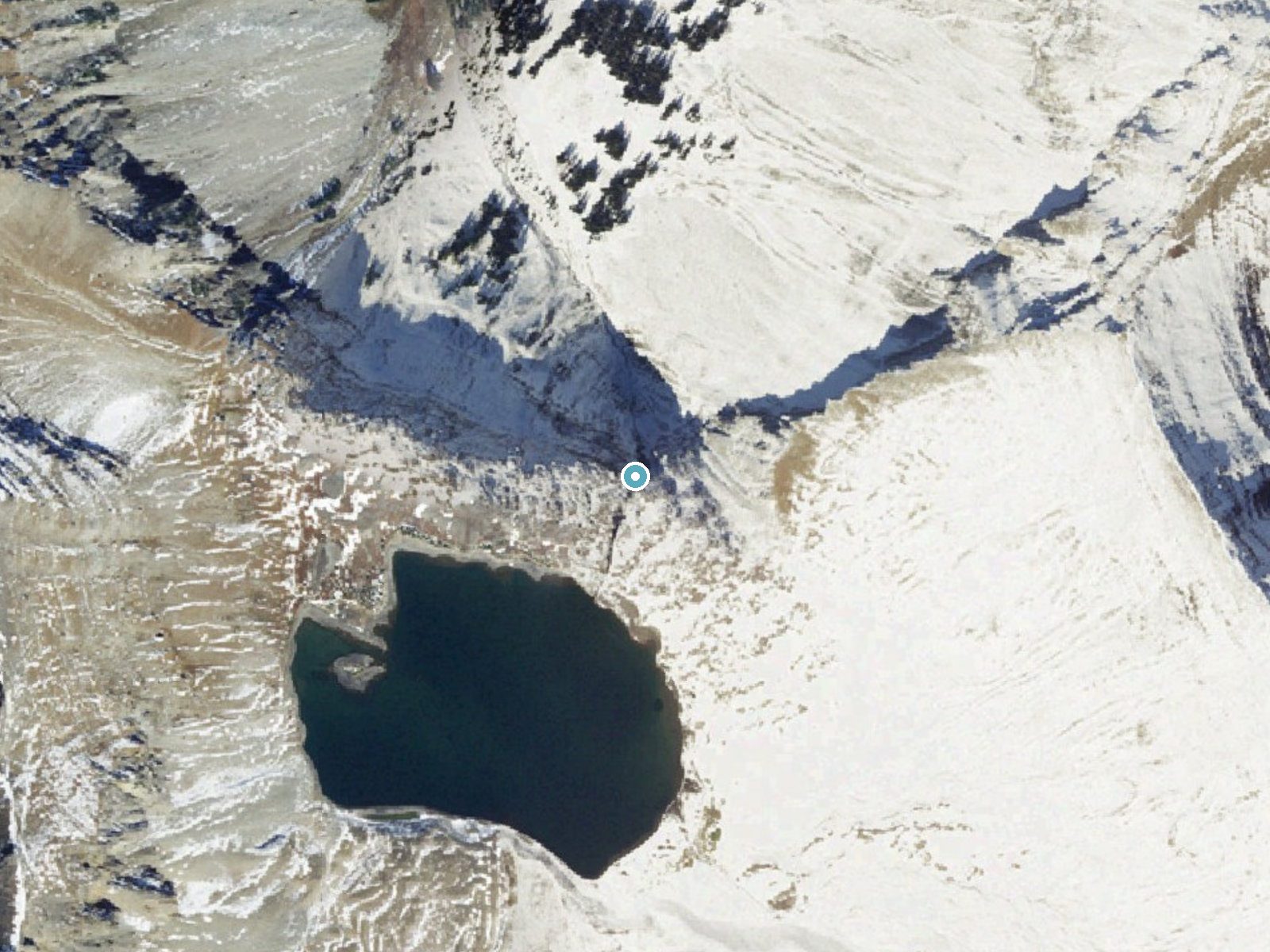 Aerial photo of the same ground around Cedar Falls near Big Sky, Montana, for comparison with the lidar view