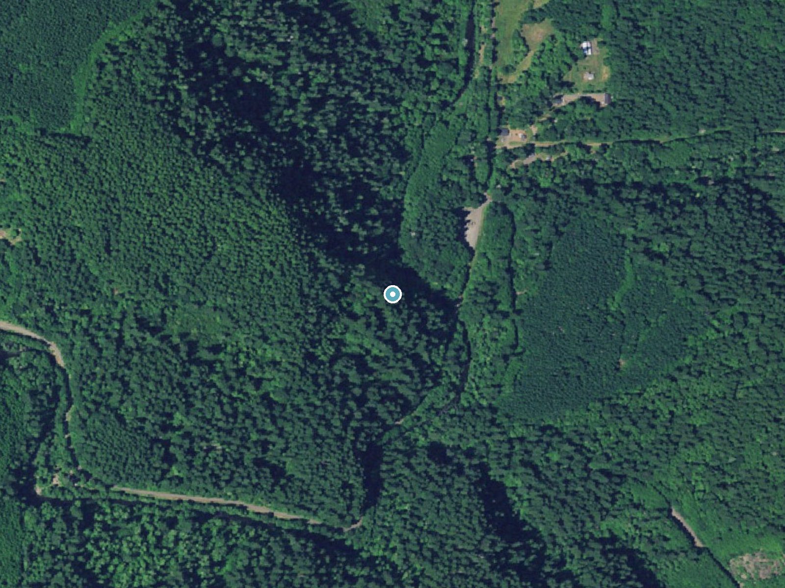 Aerial photo of the same ground around Nenamusa Falls near Grand Ronde, Oregon, for comparison with the lidar view
