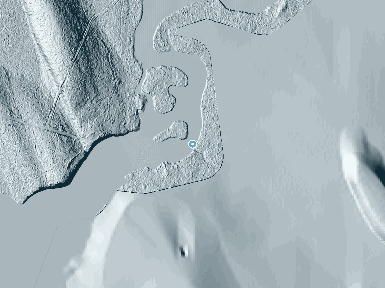 LiDAR bare-earth terrain around Spednic Falls near Vanceboro, Maine