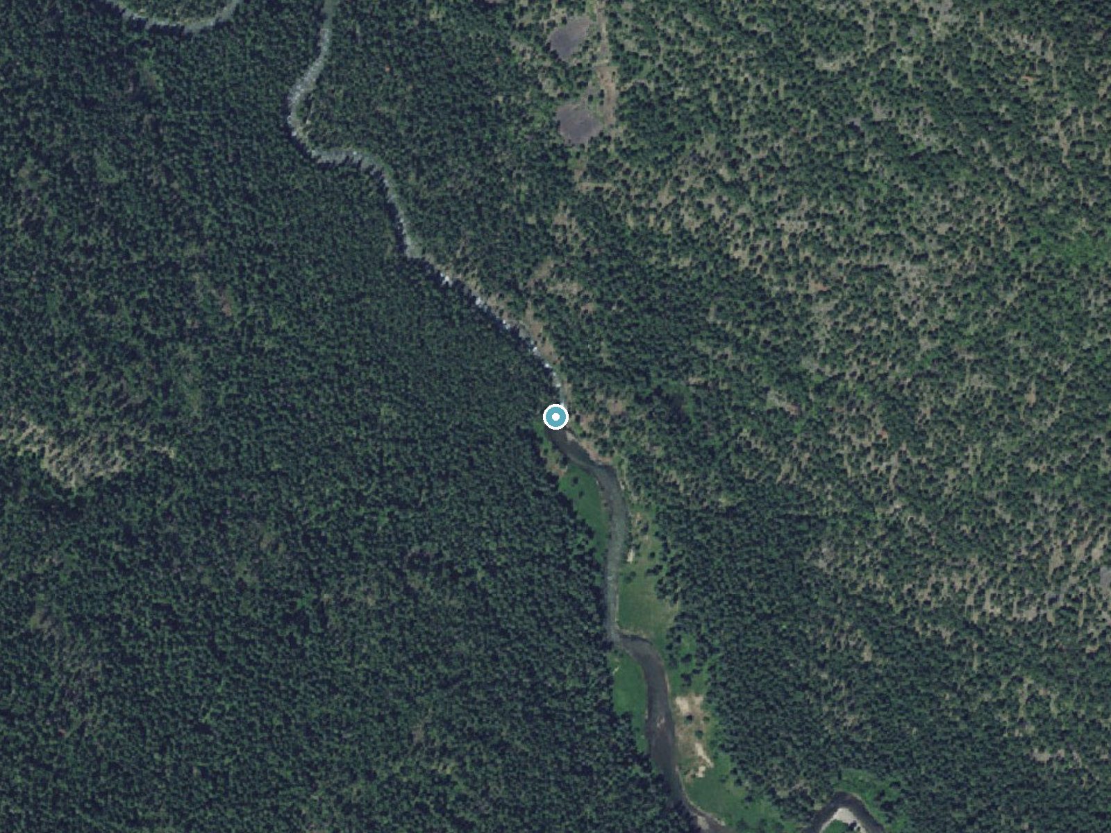 Aerial photo of the same ground around Minam Falls near Cove, Oregon, for comparison with the lidar view