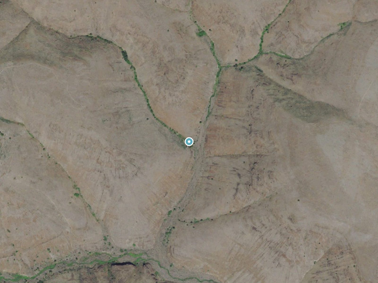 Aerial photo of the same ground around Horseshoe Falls near Grass Valley, Oregon, for comparison with the lidar view