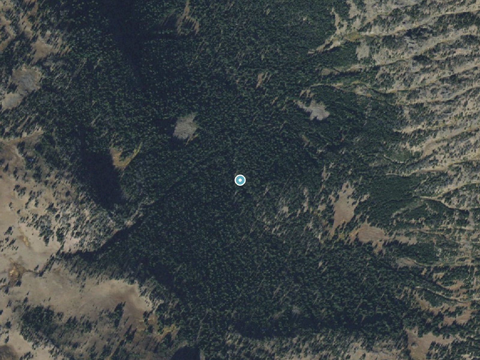 Aerial photo of the same ground around Apex Falls near Emigrant, Montana, for comparison with the lidar view