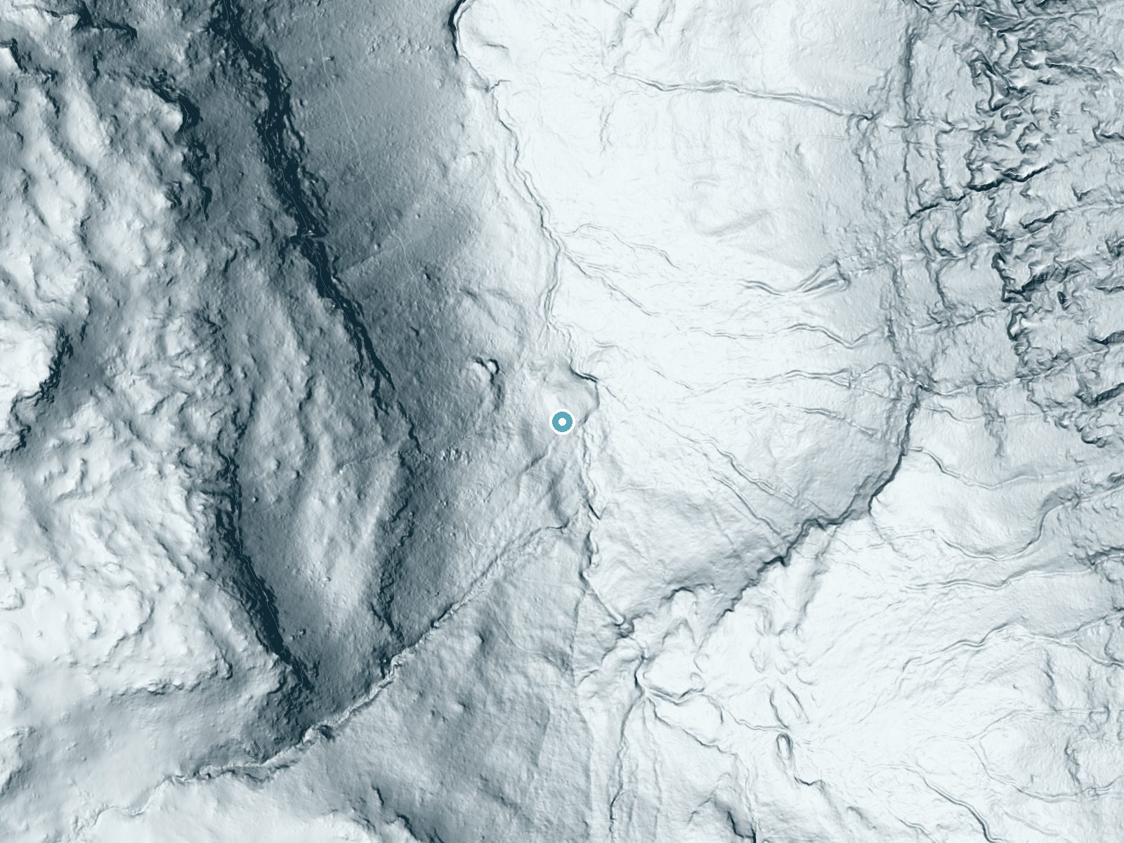LiDAR bare-earth terrain around Shower Falls near Emigrant, Montana, showing about 124 feet of drop, a long cascade, facing northeast