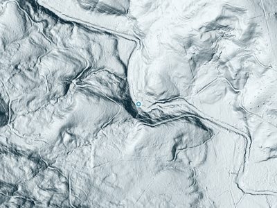 LiDAR terrain view around Little Lee Falls in Oregon, about 133 feet of drop