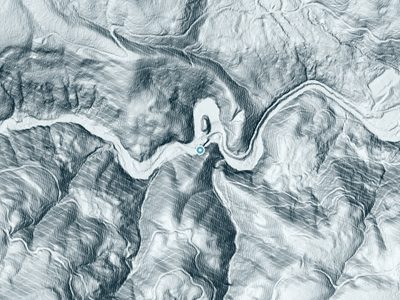 LiDAR terrain view around Haines Falls in Oregon, about 192 feet of drop