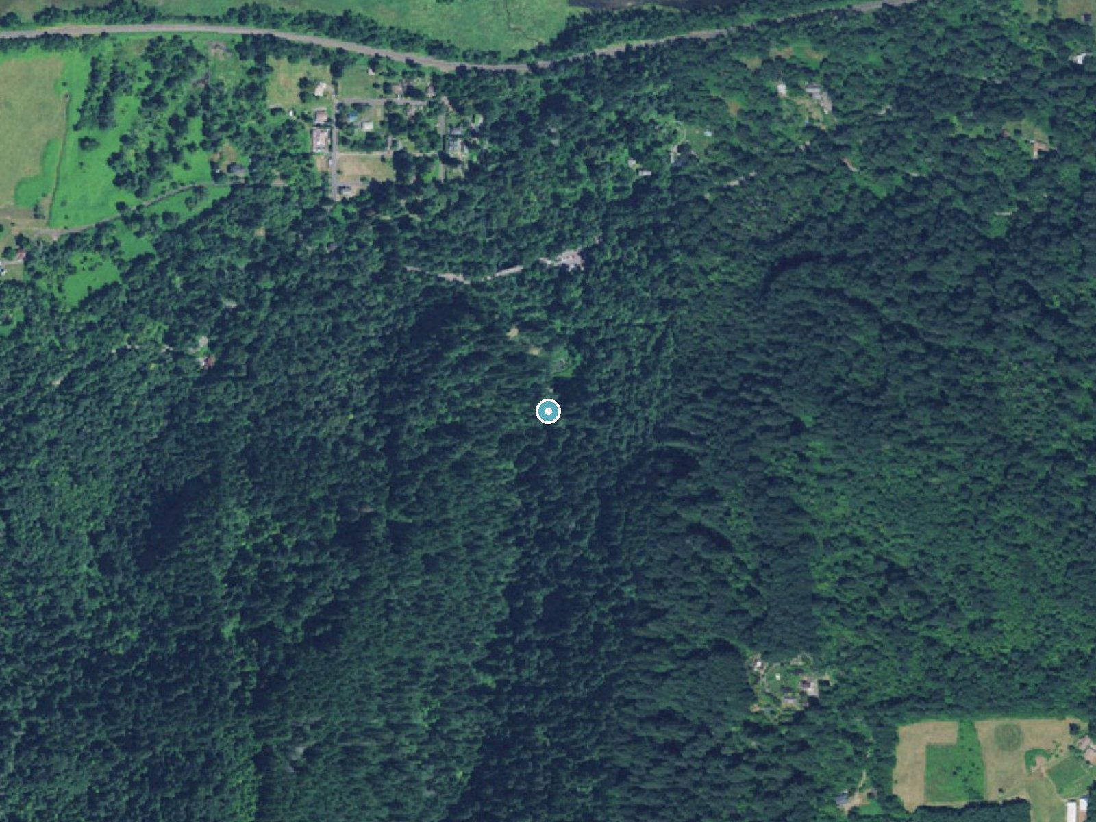 Aerial photo of the same ground around Latourell Falls near Troutdale, Oregon, for comparison with the lidar view