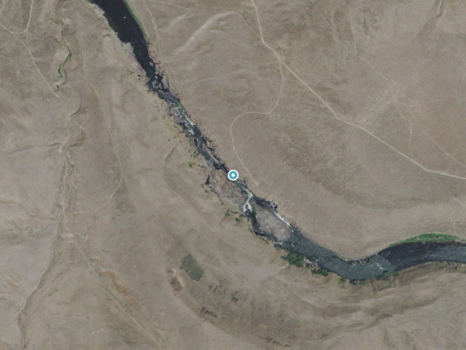 Aerial photo of the same ground around Tumwater Falls near Wasco, Oregon, for comparison with the lidar view