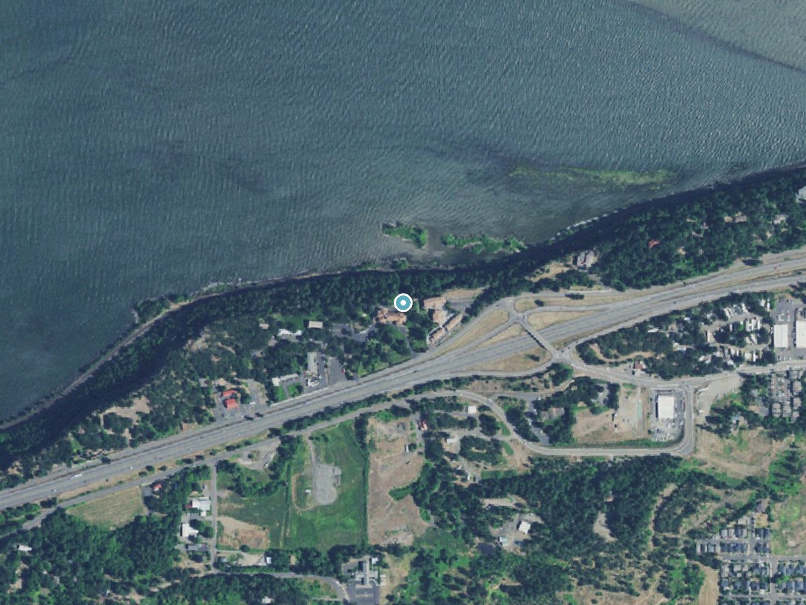 Aerial photo of the same ground around Wah Gwin Gwin Falls near Hood River, Oregon, for comparison with the lidar view