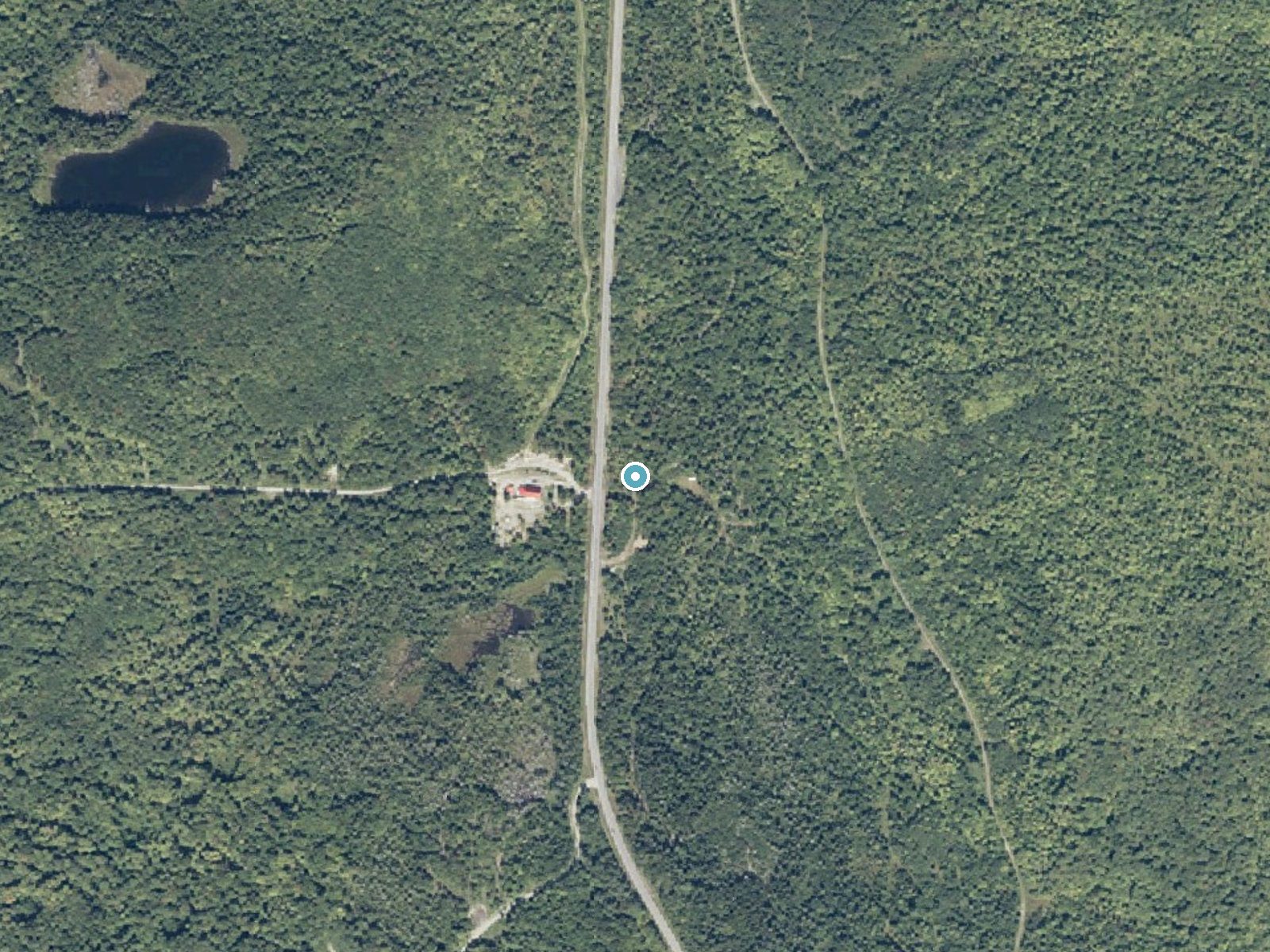 Aerial photo of the same ground around The Falls in Maine, for comparison with the lidar view