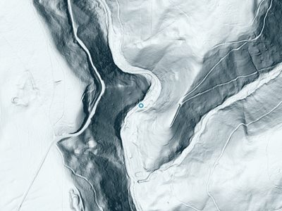 LiDAR terrain view around Lookingglass Falls in Oregon, about 120 feet of drop