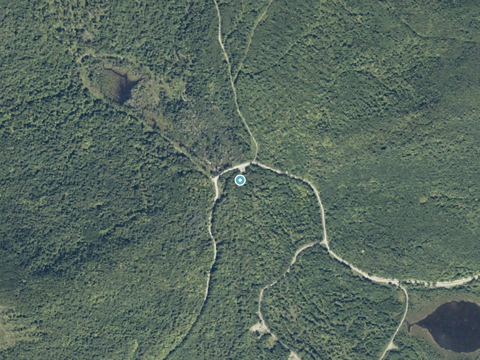 Aerial photo of the same ground around Heald Stream Falls in Maine, for comparison with the lidar view