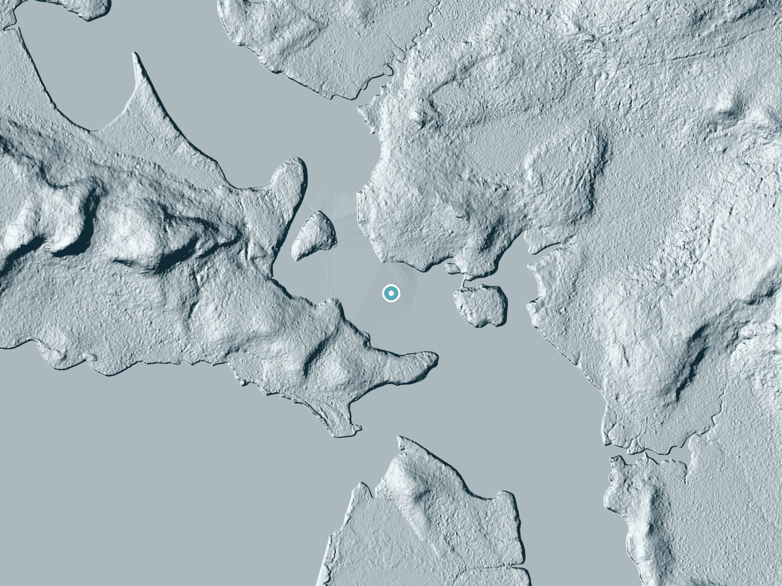 LiDAR bare-earth terrain around Passamagamet Falls near Brownville Junction, Maine