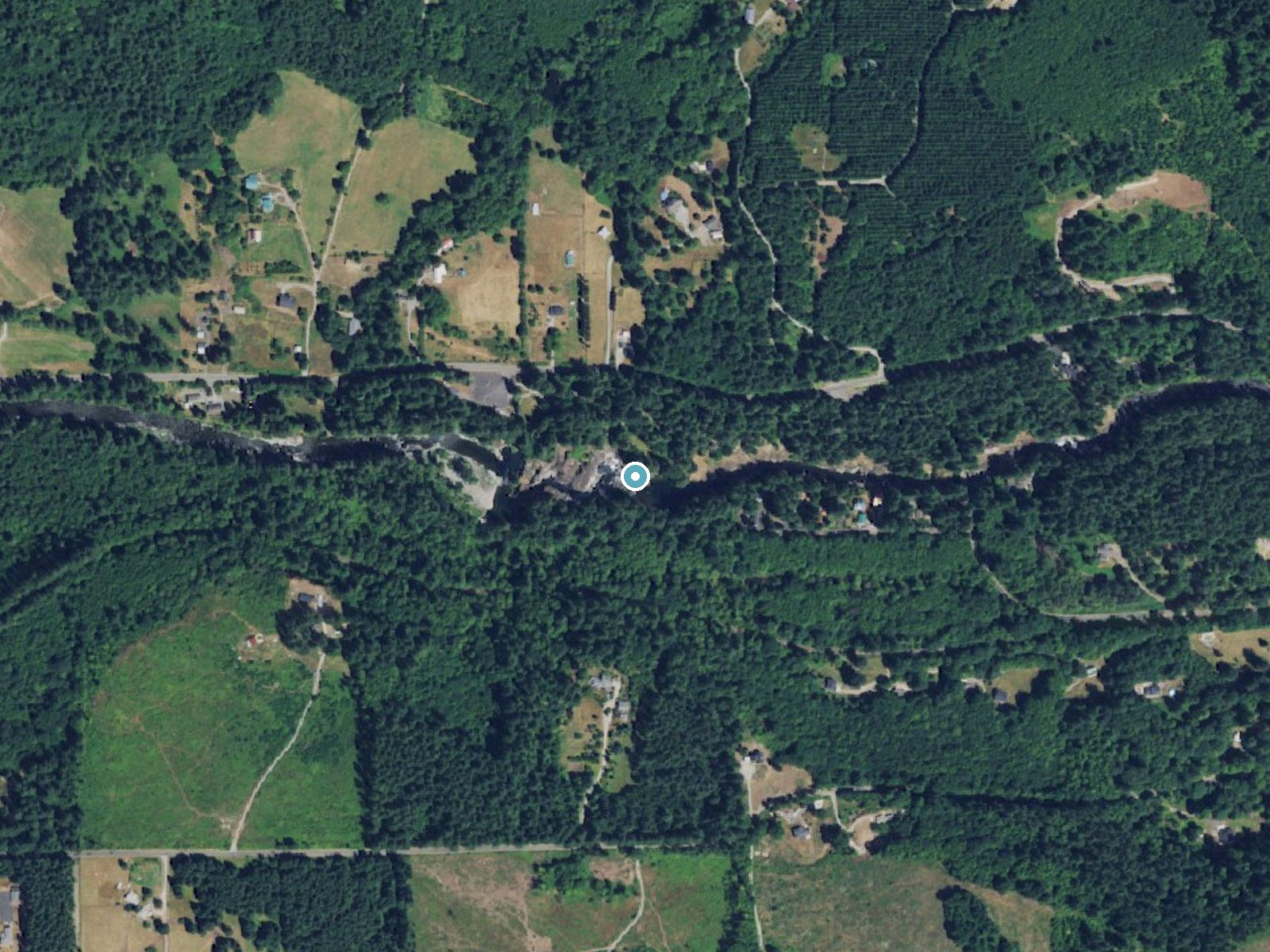 Aerial photo of the same ground around Lucia Falls near Yacolt, Washington, for comparison with the lidar view