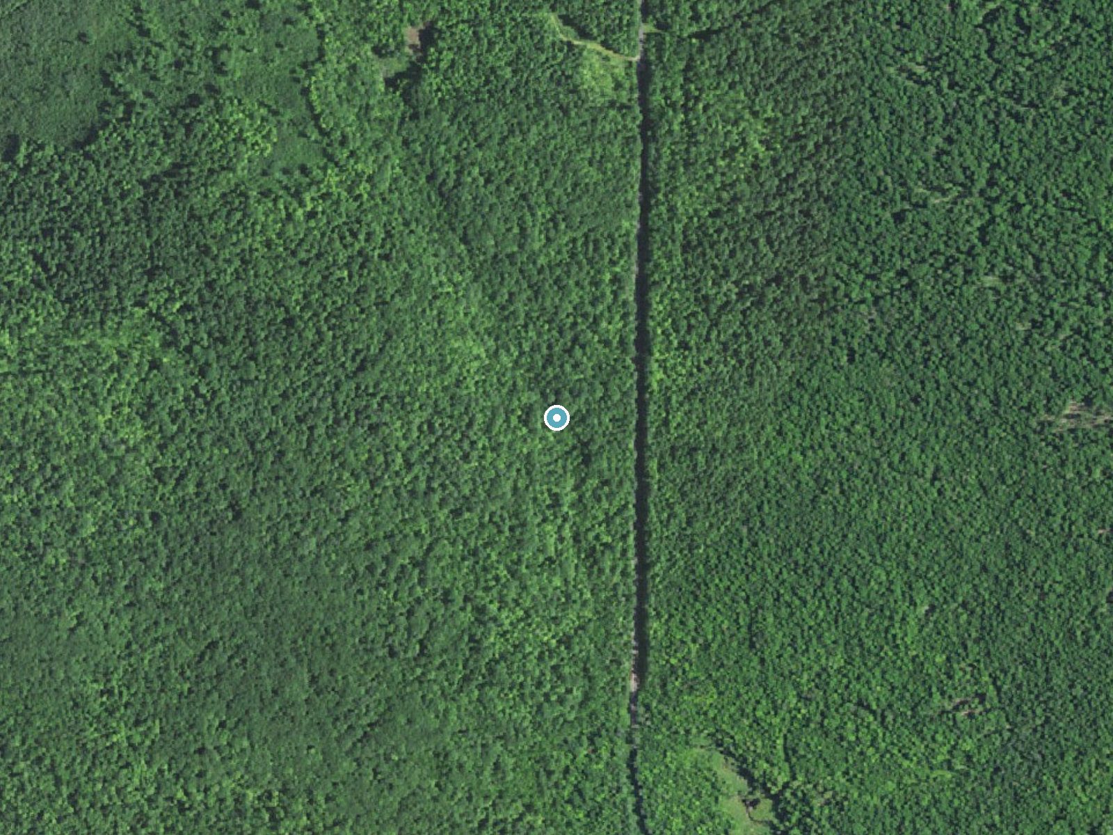 Aerial photo of the same ground around Pipestone Falls near New Post, Wisconsin, for comparison with the lidar view