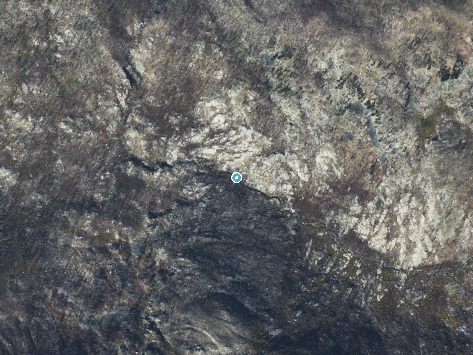 Aerial photo of the same ground around Star Falls near Sula, Montana, for comparison with the lidar view