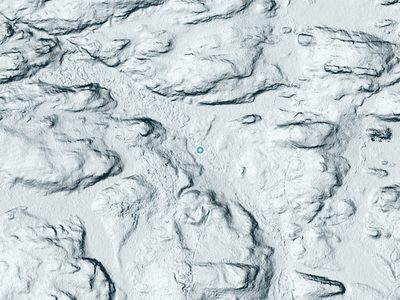 LiDAR terrain view around Lower Mill Pond Falls in Michigan, about 25 feet of drop