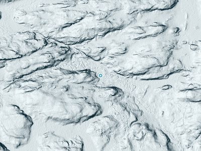 LiDAR terrain view around Upper Mill Pond Falls in Michigan, about 46 feet of drop