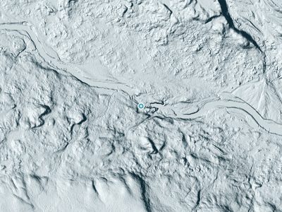 LiDAR terrain view around Norway Falls in Maine, about 56 feet of drop