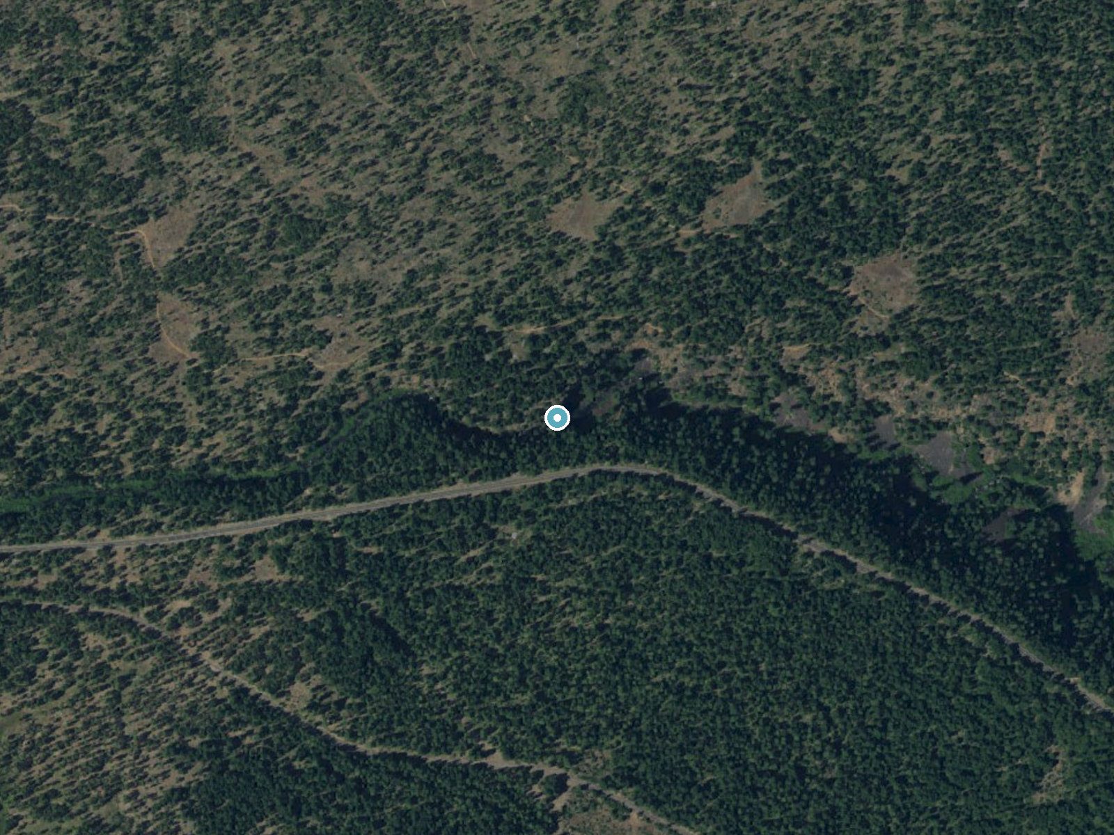 Aerial photo of the same ground around Outlet Falls near Glenwood, Washington, for comparison with the lidar view