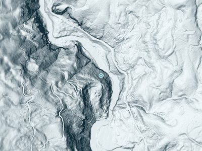 LiDAR terrain view around Lower Kalama River Falls in Washington, about 257 feet of drop