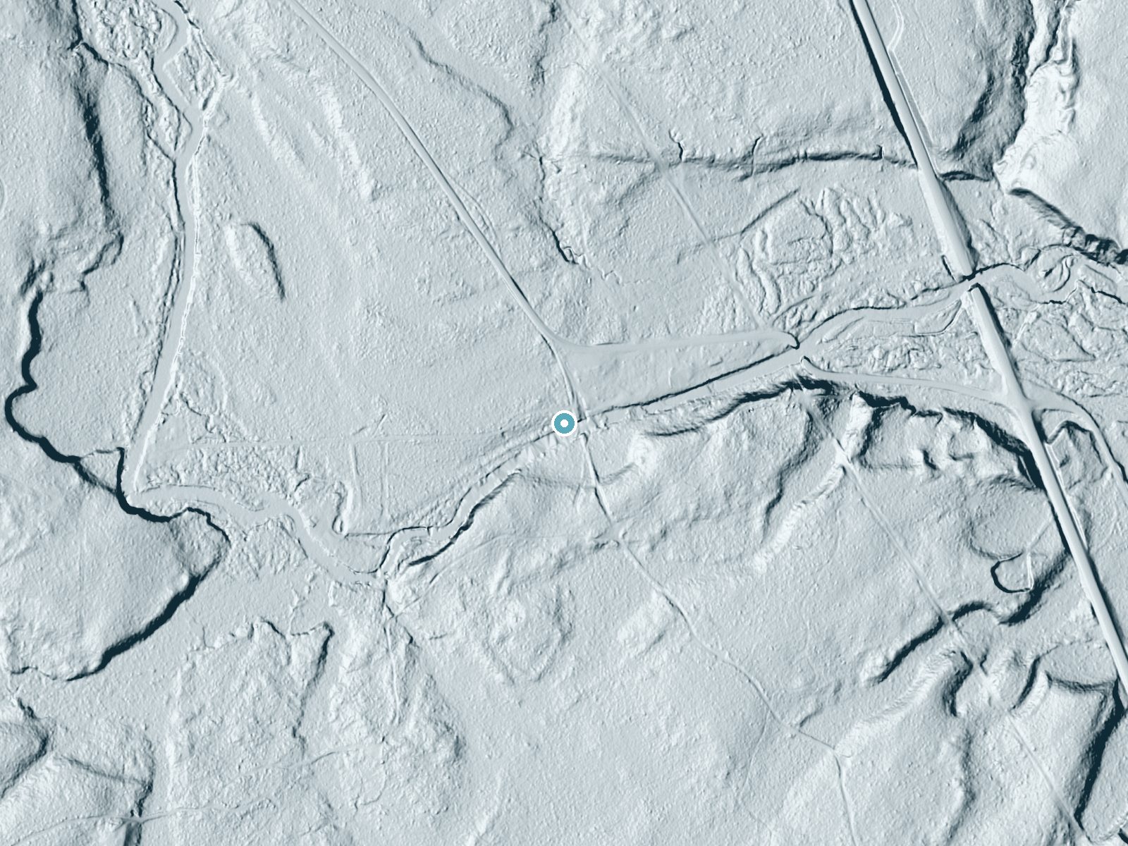 LiDAR bare-earth terrain around Rapid River Falls near Rapid River, Michigan