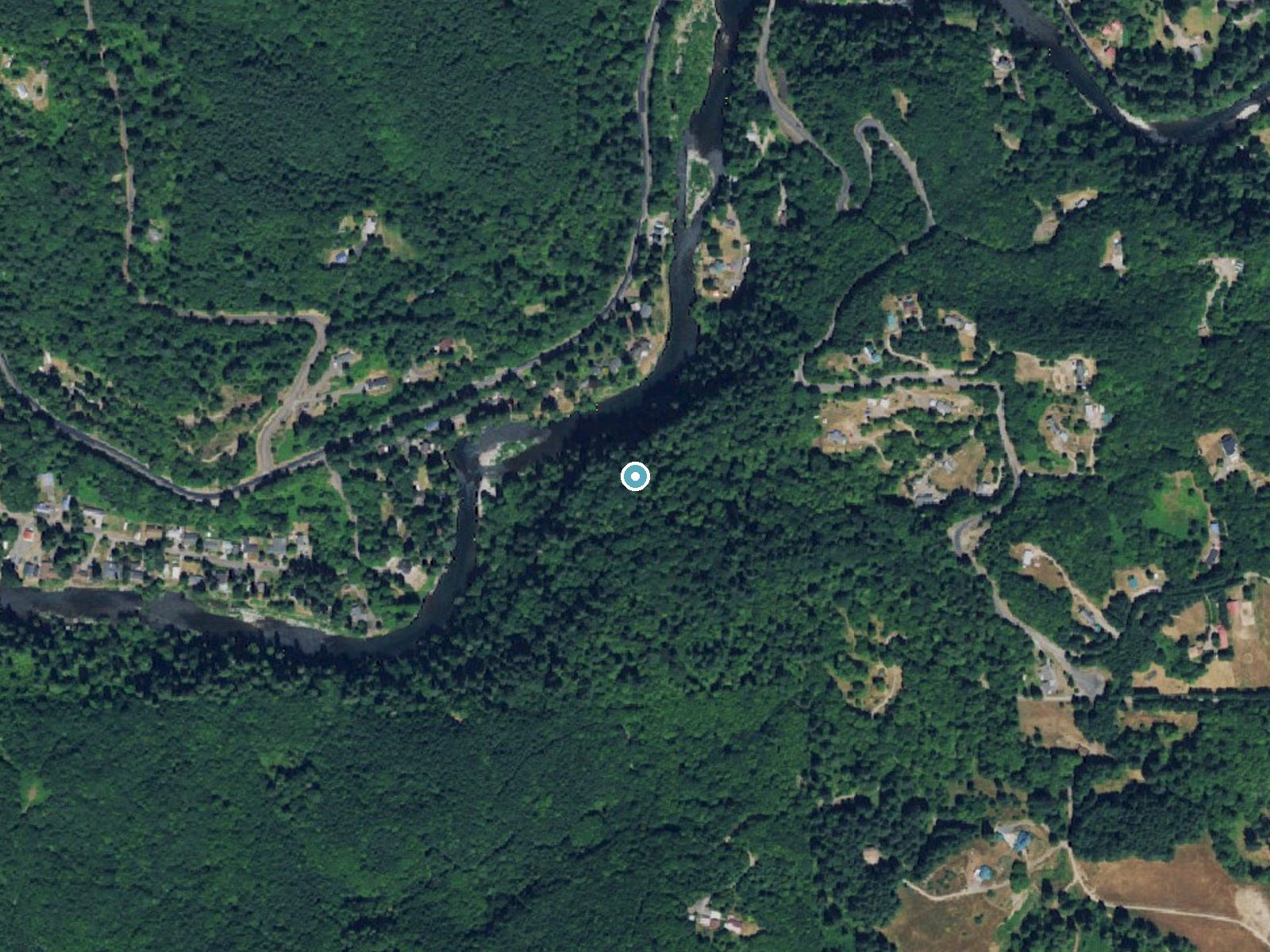 Aerial photo of the same ground around Marietta Falls near Kalama, Washington, for comparison with the lidar view